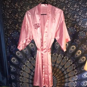 Pink satin robe